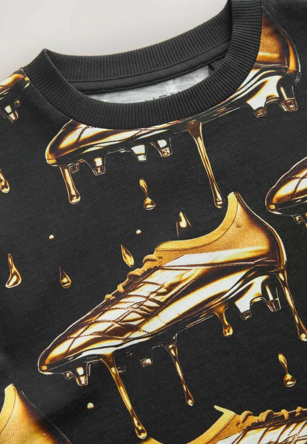 Футболка с коротким рукавом и стандартным принтом по всей поверхности Next, Black Gold Football — фото 2