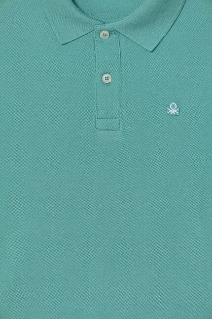 Поло хлопковое Polo United Colors of Benetton, бирюзовый — фото 3
