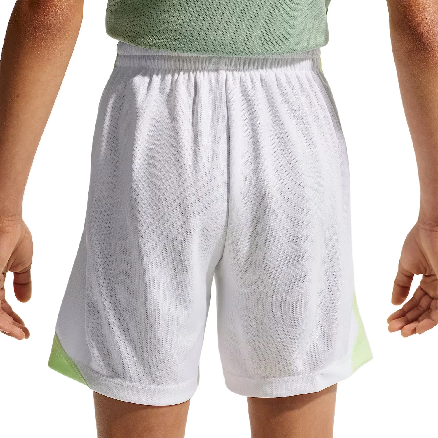 Шорты детские с умеренной растяжимостью Nike White/Light Lime/Black — фото 3