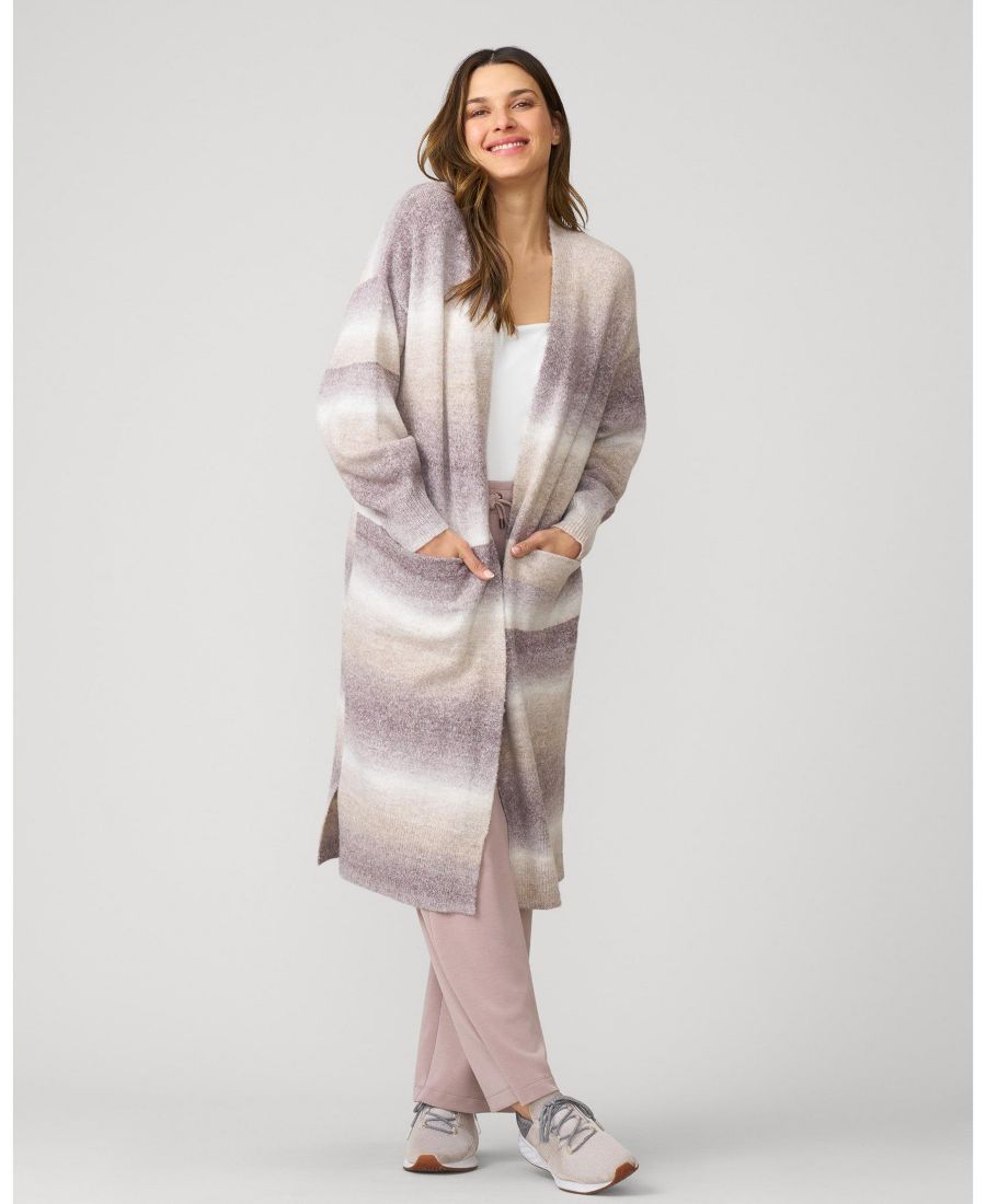 

Женский повседневный роскошный открытый кардиган Cable & Gauge, Neutral ombre stripe