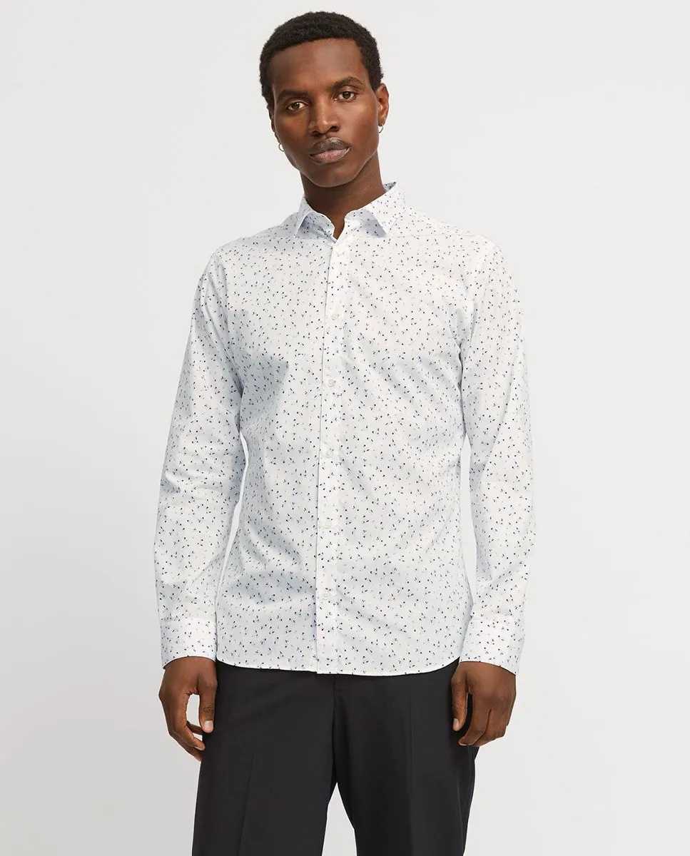 

Мужская рубашка с длинными рукавами на пуговицах и микроузором Jack & Jones, белый