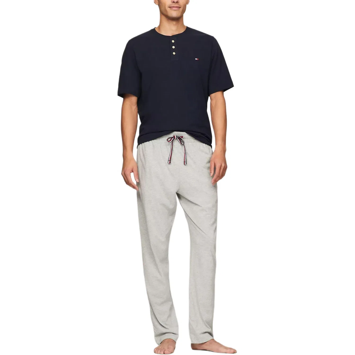 Футболка-ночнушка хенли из велюрового джерси мужская Marine Blue Tommy Hilfiger — фото 3