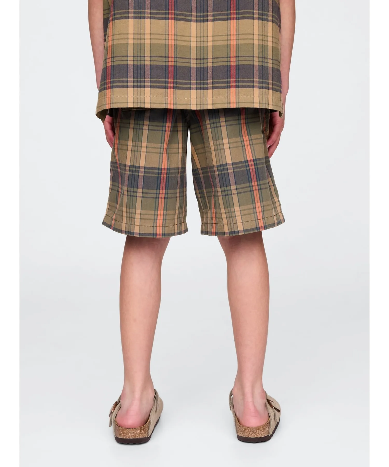 (K) Шорты из клетчатой парусины с удобной талией (детские) GAP, NEUTRAL_PLAID — фото 3