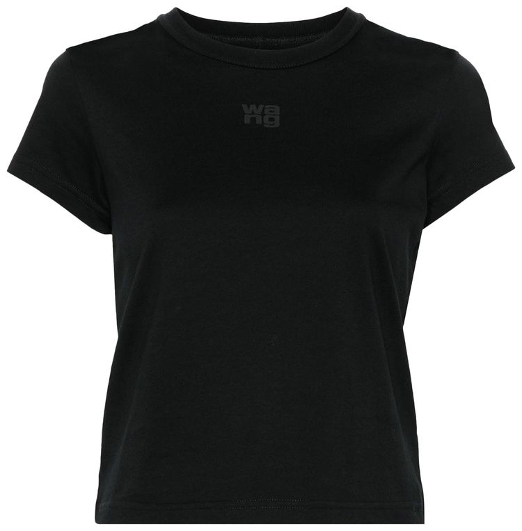 

Футболка Alexander Wang с объемным логотипом и окантовкой горловины, модель Essential JSY, усаженная, черный