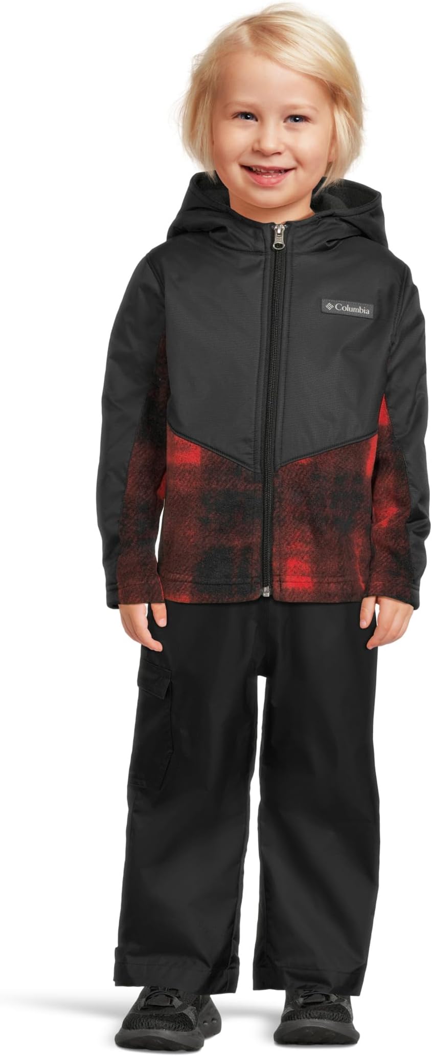 Худи Columbia Kids Steens Mountain II Overlay Hoodie, цвет Sail Red Omblur Tonal/Black — фото 4