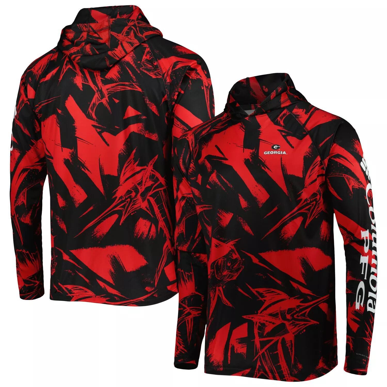 

Мужская футболка Columbia Black/Red Georgia Bulldogs Super Terminal Tackle Omni-Shade реглан с длинными рукавами и капюшоном