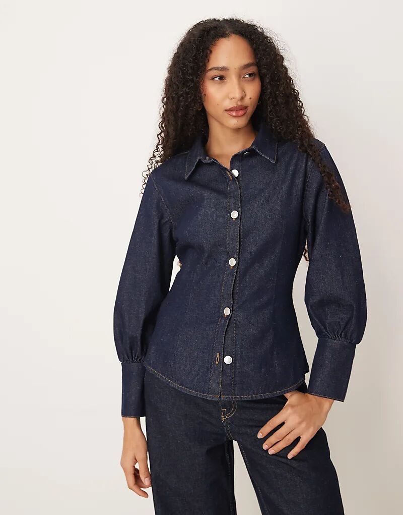 

Джинсовая рубашка с воротником-фонариком ASOS DESIGN цвета индиго