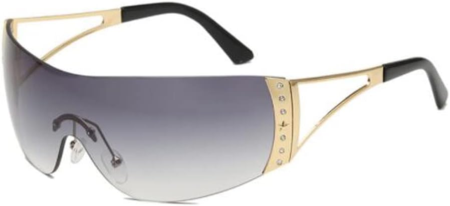 

Солнцезащитные очки PUB с инкрустацией бриллиантами, цельнометаллические, с полыми дужками, с защитой от УФ-излучения, без оправы, для женщин и мужчин, Gold Frame Double Grey Flakes