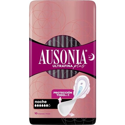 

Ночные подушечки Ausonia Ultra Thin Plus с крылышками и более широкой спинкой, 10 подушечек