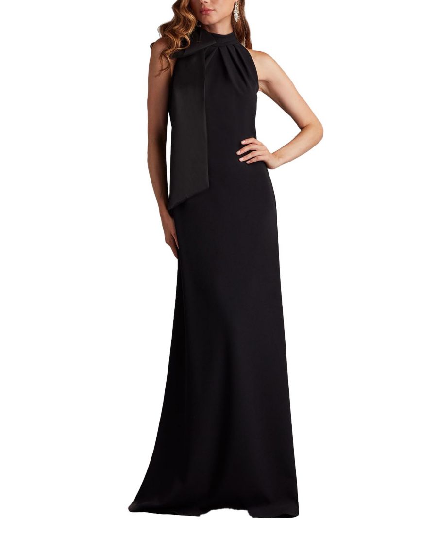 

Женское платье Sims из тафты с бантом на плечах и завязками на шее, цвет гибискус Tadashi Shoji, Black