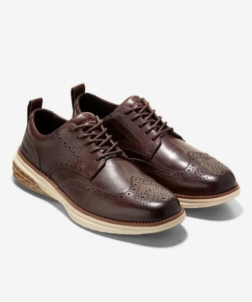 Мужские туфли Cole Haan Grand Harrison Wingtip из натуральной кожи коричневые — фото 2
