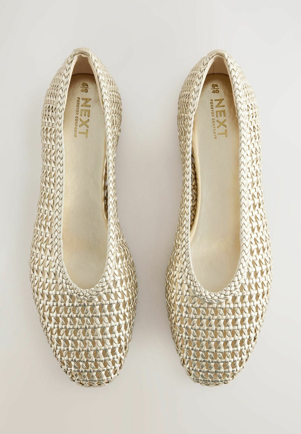 Балетки REGULAR FIT-FOREVER COMFORT ROUND TOE WEAVE Next, золотой — фото 3