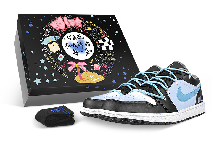 

Кроссовки Air JORDAN 1 Vintage Basketball Shoes Unisex Low-Top Black White Blue