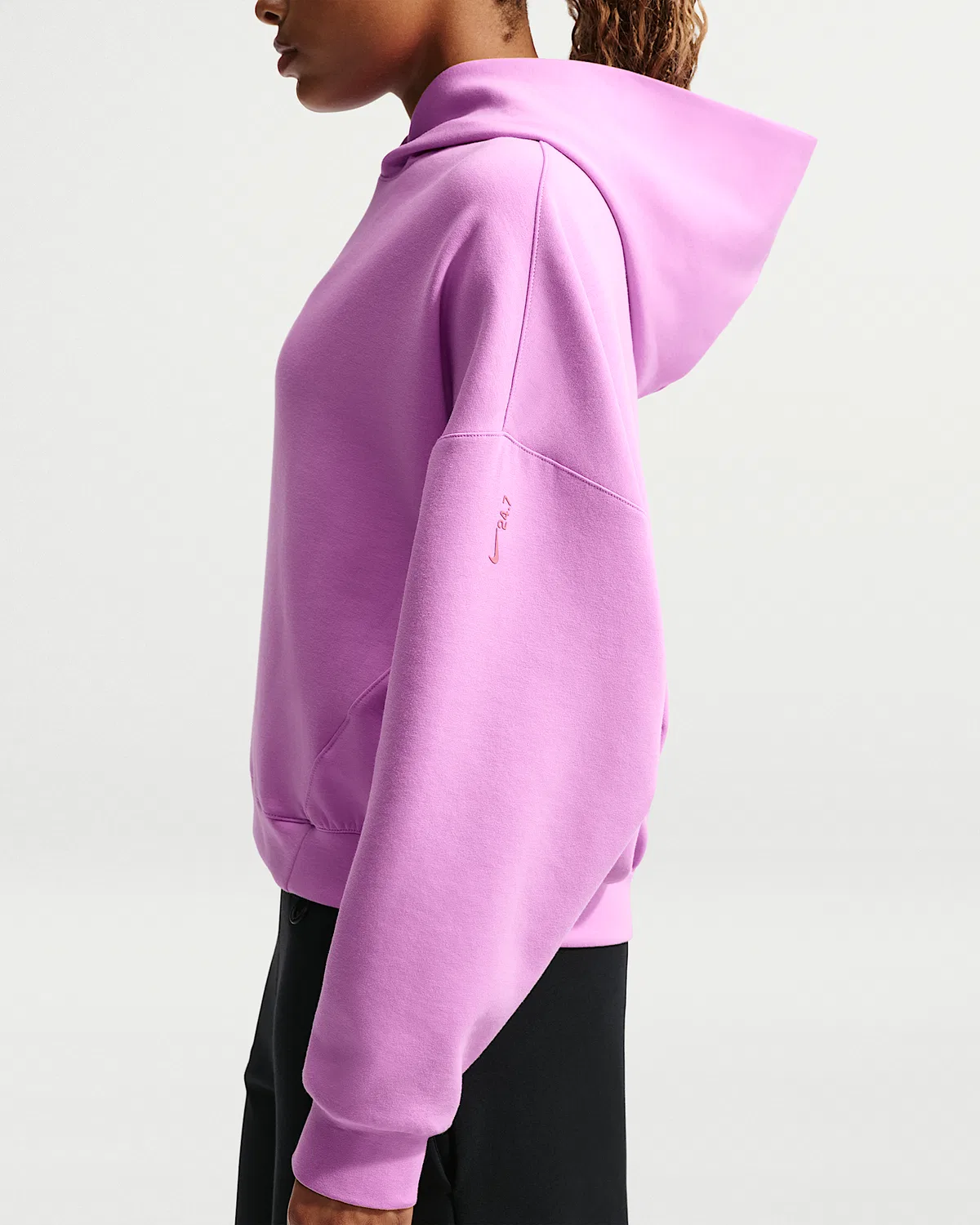 Женская худи Nike 24.7 ImpossiblySoft, Light Magenta/Black/Desert Berry — фото 2