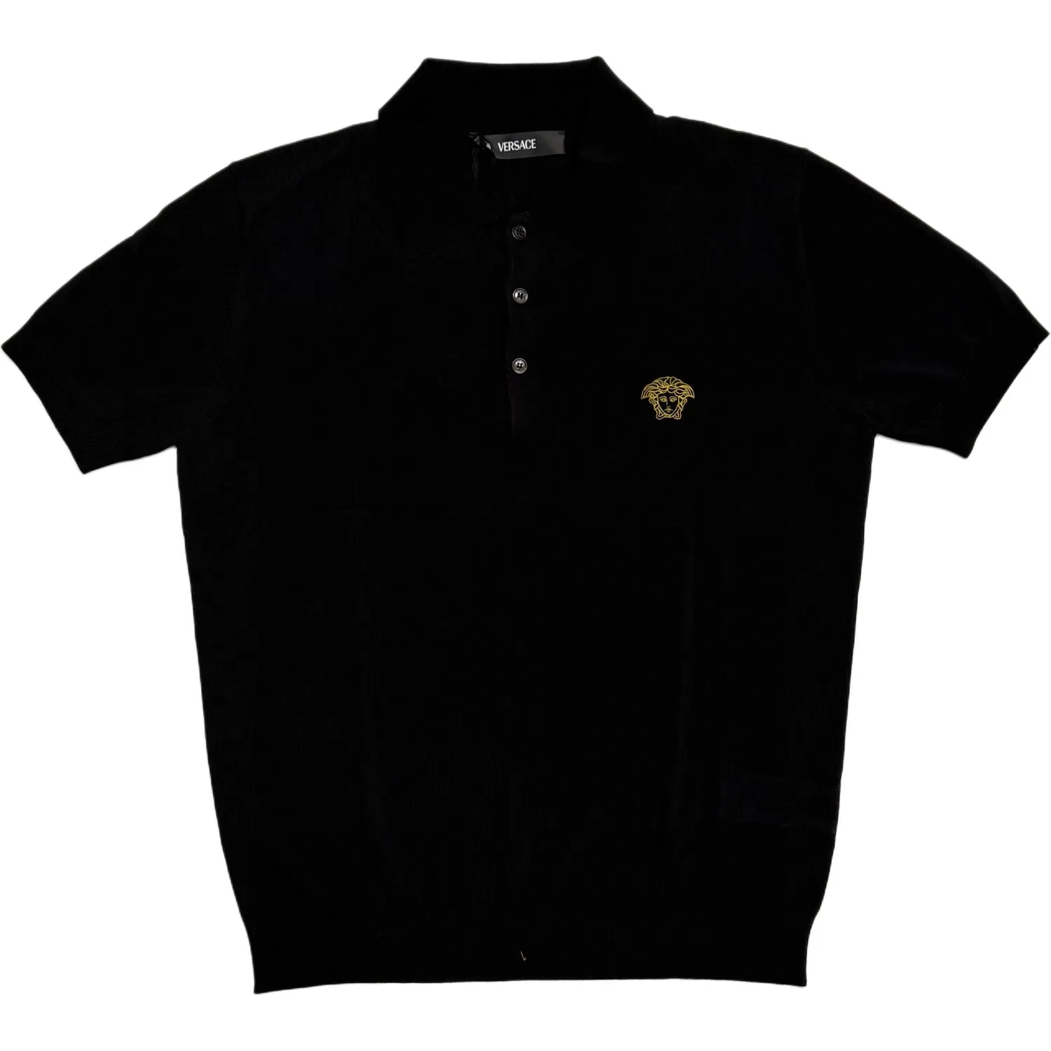 Вязаный джемпер мужской black polo collar moderate other VERSACE