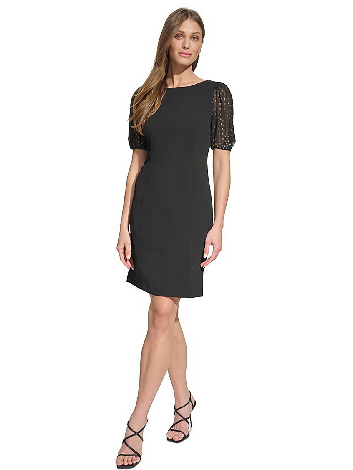 

Женское платье-футляр миди с разрезом на рукавах DKNY, черный/золотой