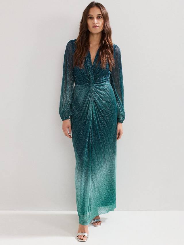 

Платье макси Cherene с металлическим омбре эффектом Phase Eight, Green