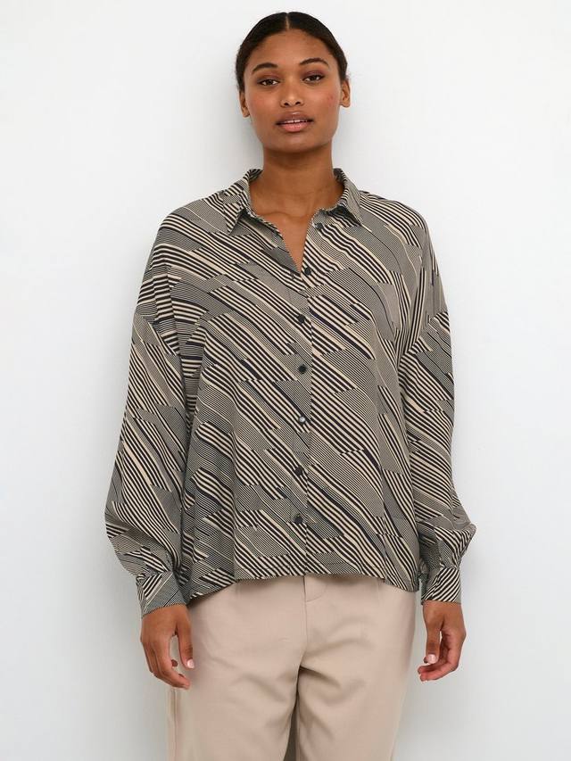 

Рубашка с графическим принтом в полоску harper KAFFE, цвет Navy/Beige