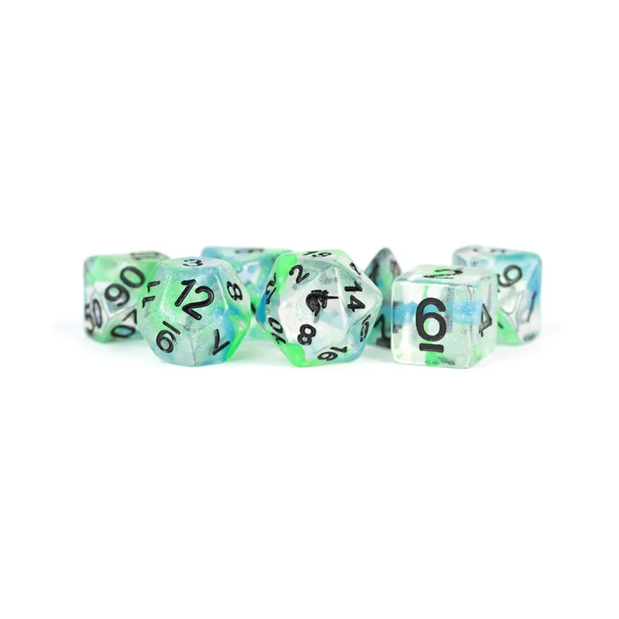 

Poly Set Sea Kelp с черным (7), Resin Dice - Unicorn (Metallic Dice Games)