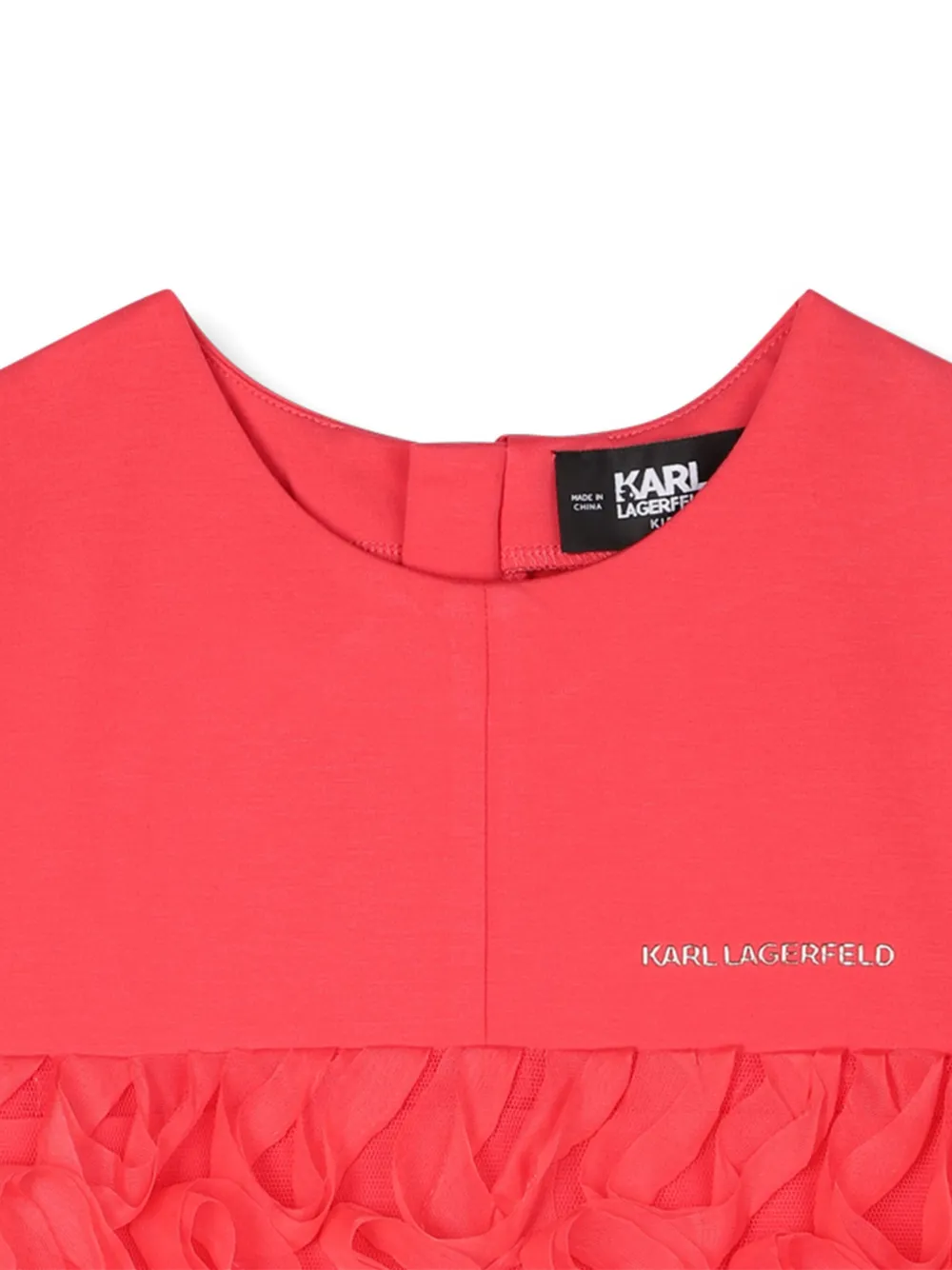 Платье-трапеция с оборками KARL LAGERFELD KIDS, красный — фото 3