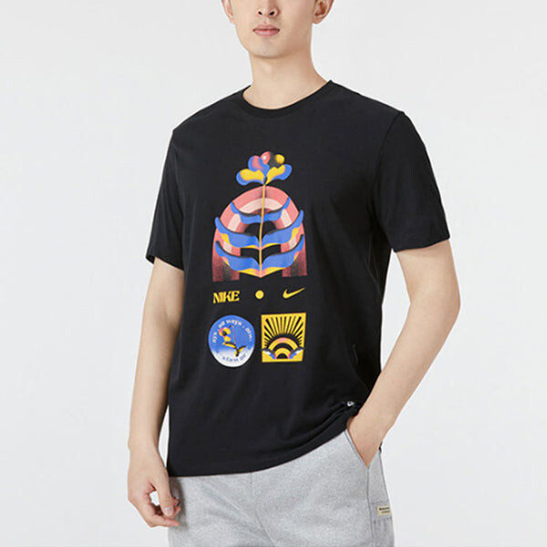 Футболка Nike Printing Pattern Round Neck Short Sleeve Black, мультиколор — фото 2