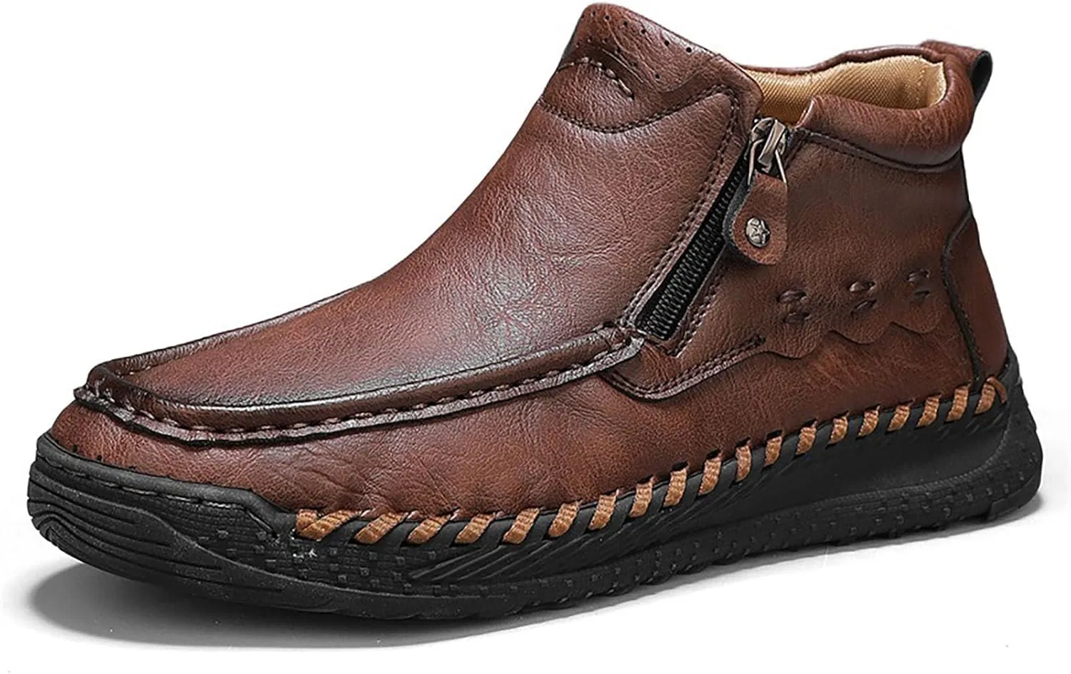 Челси ботинки кожаные, Red/Brown