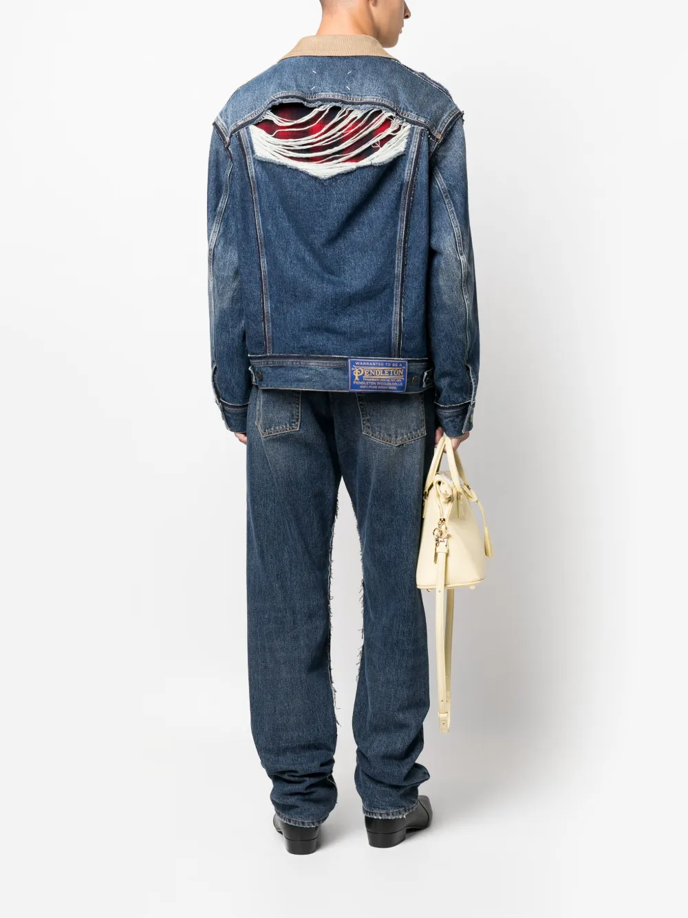 Джинсовая куртка с эффектом потертости из коллаборации с Pendleton MAISON MARGIELA, синий — фото 2