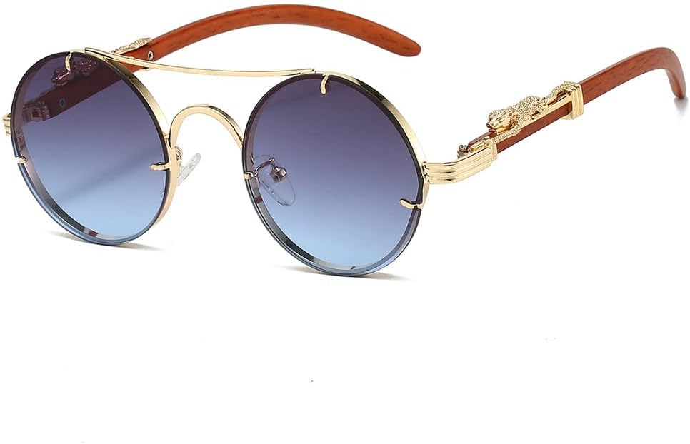 

Винтажные круглые солнцезащитные очки 2026 года для мужчин, модные, с двойной перемычкой, разноцветные, для женщин, ретро, ​​стильные, роскошные generic, Golden-grey Blue