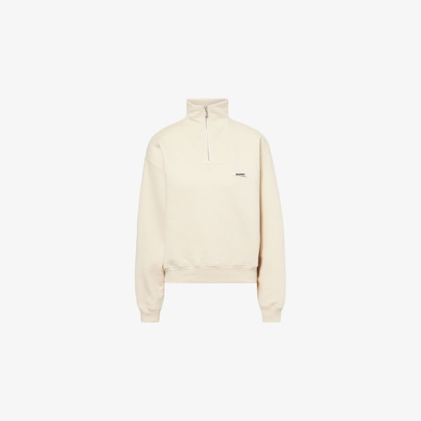 

Свитшот Jacquemus Le camionneur хлопковый с высоким воротником, бежевый