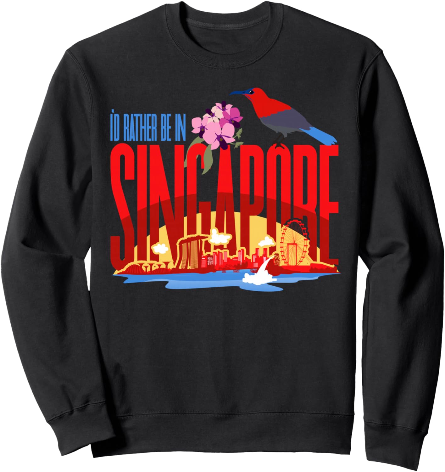 

Я бы предпочла быть в Сингапуре - винтажная сувенирная толстовка с символикой Сингапура Family Heritage Gifts, черный