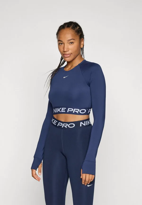 Укороченный топ с длинными рукавами 365 Nike Performance, Midnight Navy/White
