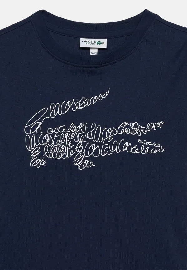 Футболка с графическим принтом под крокодила script Lacoste, Marine — фото 4