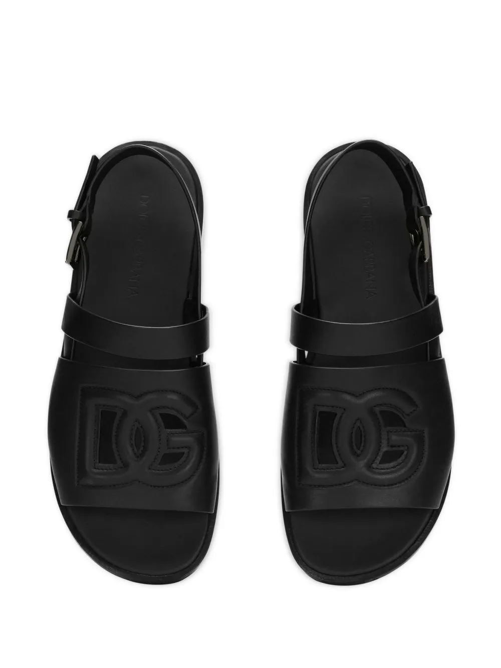 Шлепанцы с тисненым логотипом DOLCE & GABBANA, черный — фото 4