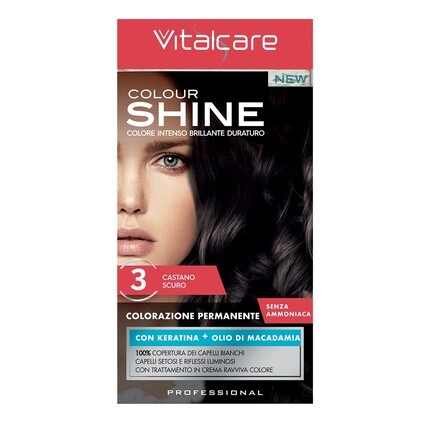 

Крем Color Shine с кератином Без аммиака Темно-коричневый №3, Vitalcare
