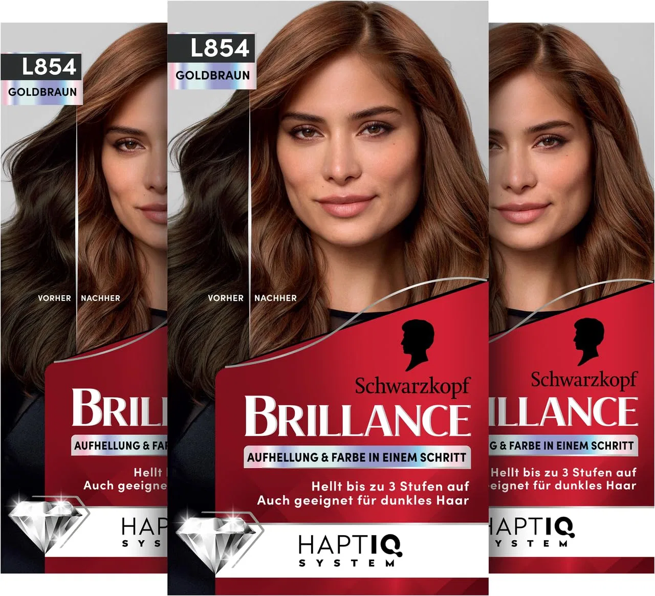 Стойкая крем-краска для волос «Brillance» L854 Золотисто-коричневый от Schwarzkopf Brillance Couture Collection