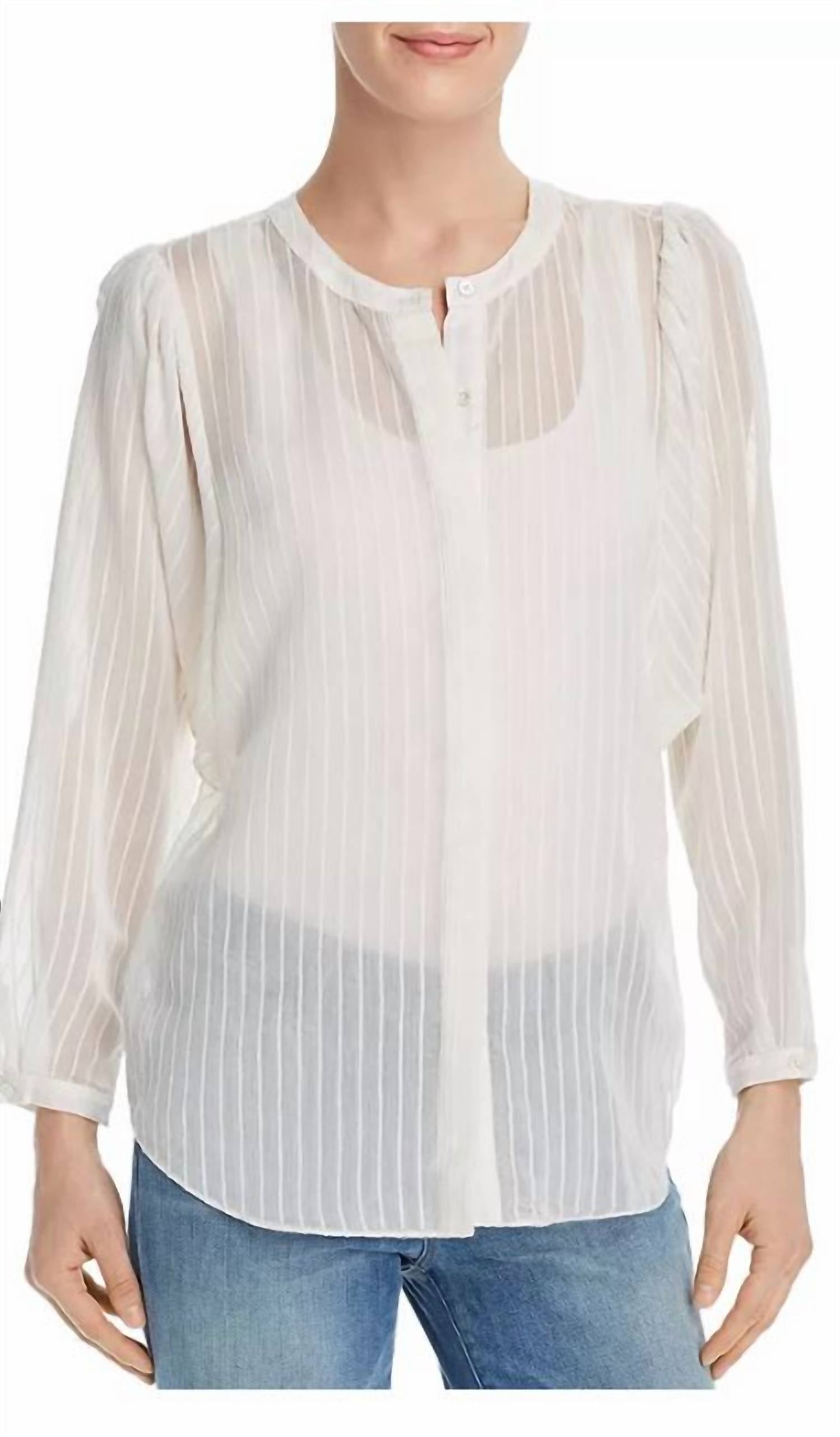 

Женская блузка Rashelda Striped Sheer Top в белом цвете Joie