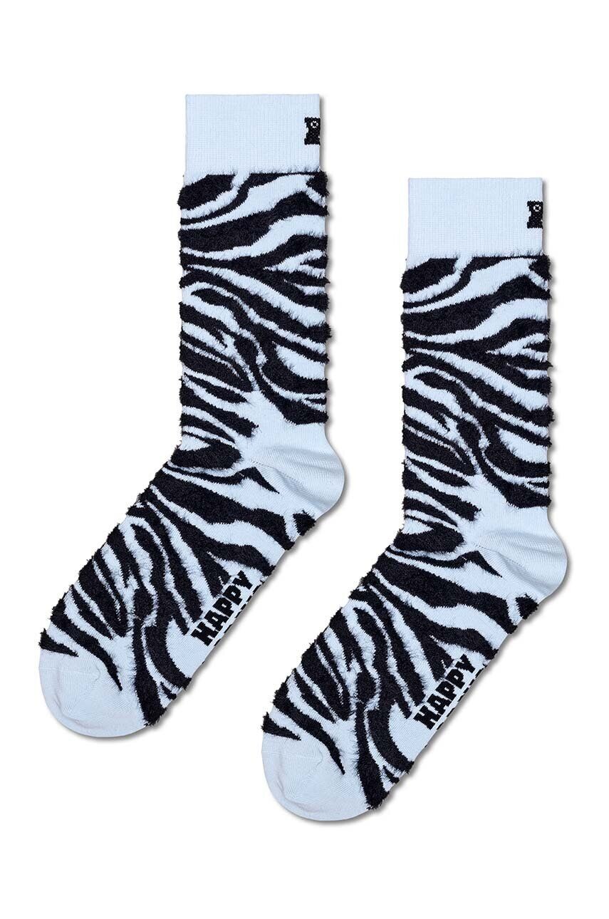 

Пушистые носки с зеброй Happy Socks, синий