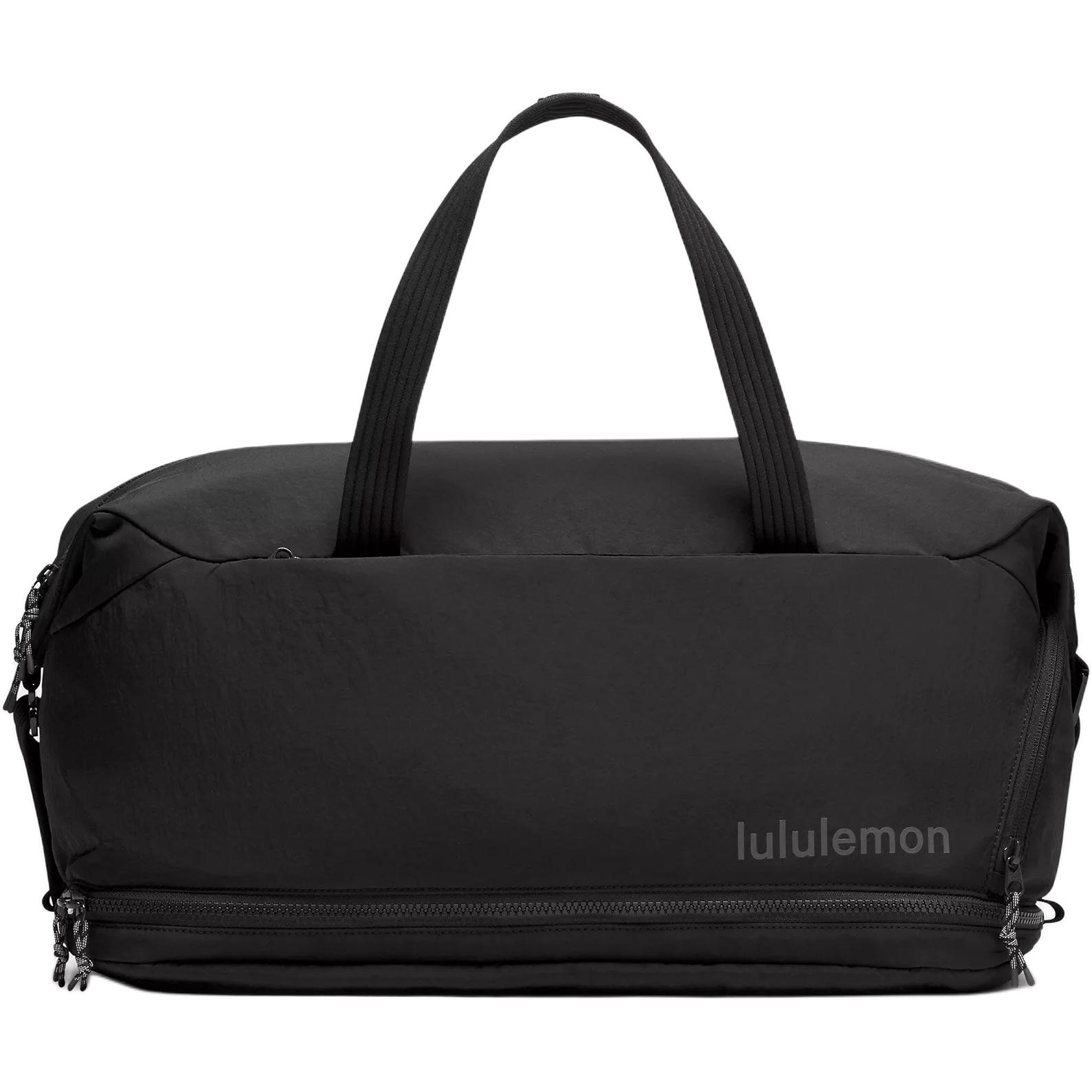 

Lululemon 30-литровая спортивная сумка из переработанного нейлона для путешествий унисекс черный и серый горизонтальный, Black & Horizontal Gray