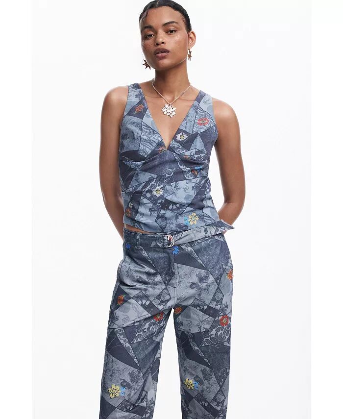 

Женская майка в стиле пэчворк Desigual, синий