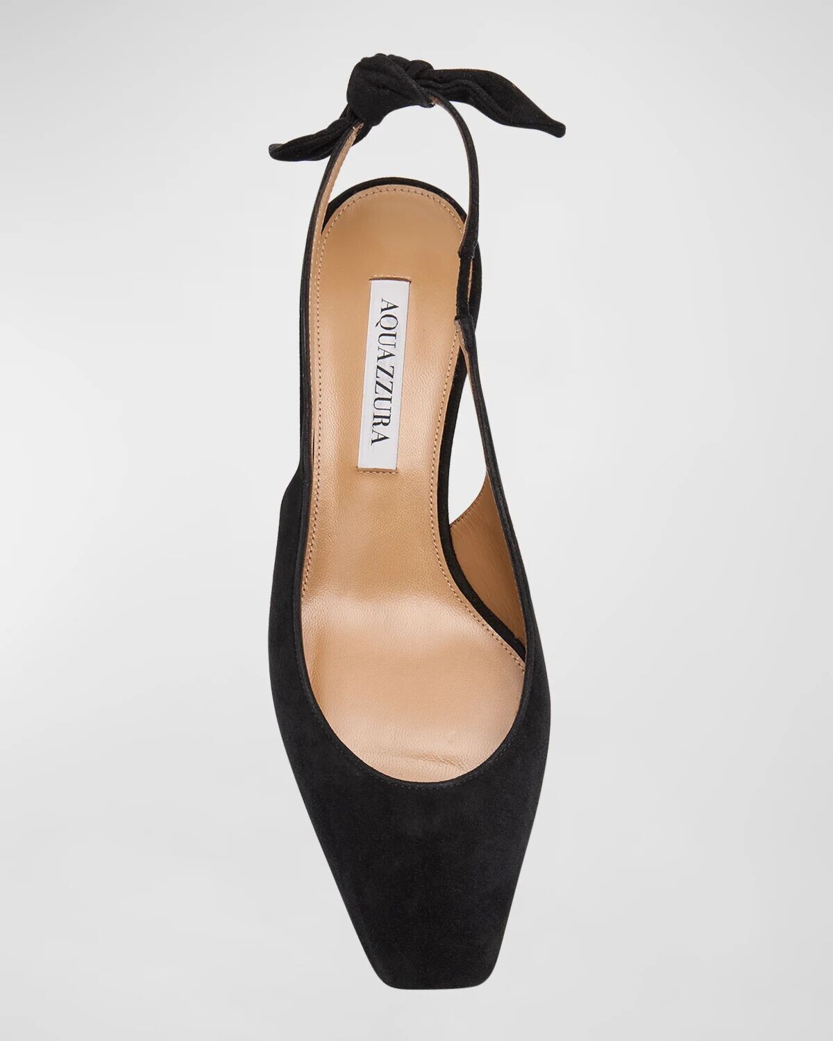 Замшевые балетки с бантом на пятке Aquazzura, цвет Black — фото 4