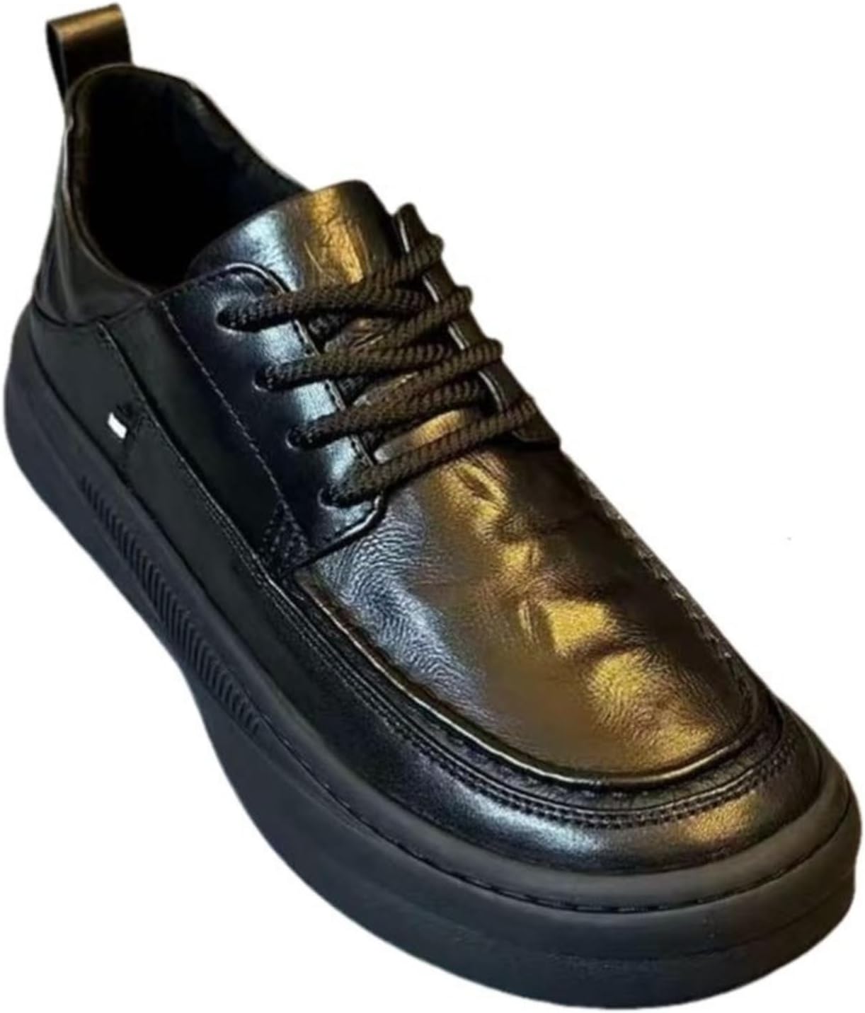 

Мужские повседневные туфли в стиле бизнес-кэжуал, оксфорды на шнурках, с платформенной подошвой, имитация кожи, для офиса и повседневной носки Azttoztto, черный