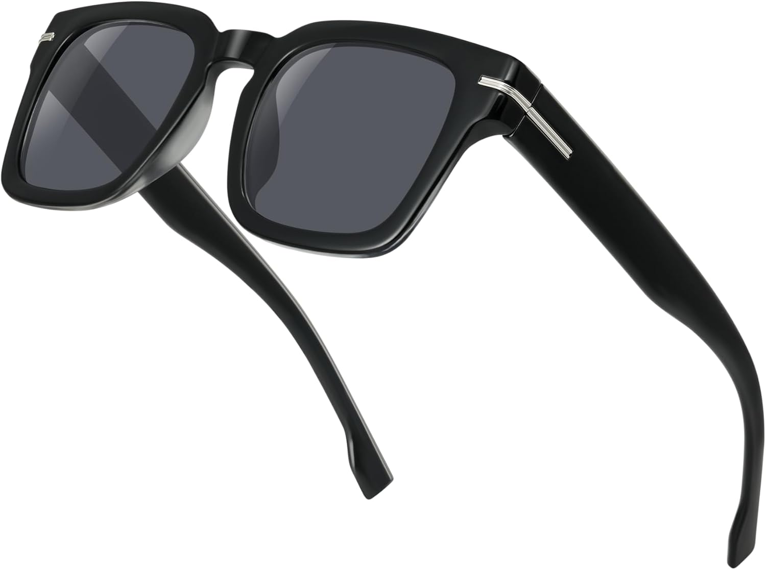 

Женские солнцезащитные очки матово-черного цвета, классическая ретро-квадратная оправа, модные солнцезащитные очки с защитой от УФ-излучения Foliful, A01-glossy Black/Grey