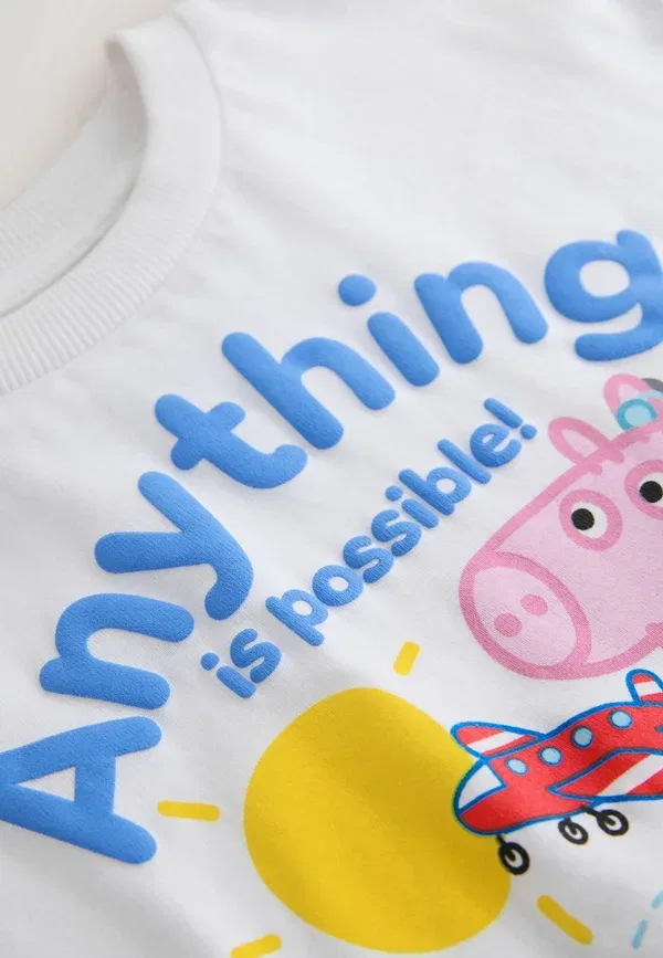 Футболка Regular fit Peppa Pig с коротким рукавом, принт, Next, белый — фото 2