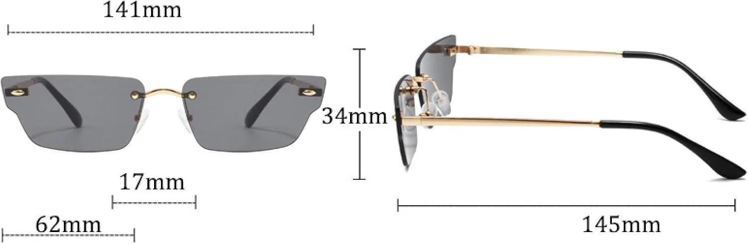 

Популярные модные солнцезащитные очки без оправы для женщин, маленькие прямоугольные, прозрачные, с защитой от УФ-излучения UV400. Модные очки VVTWSSW, Silver-blue