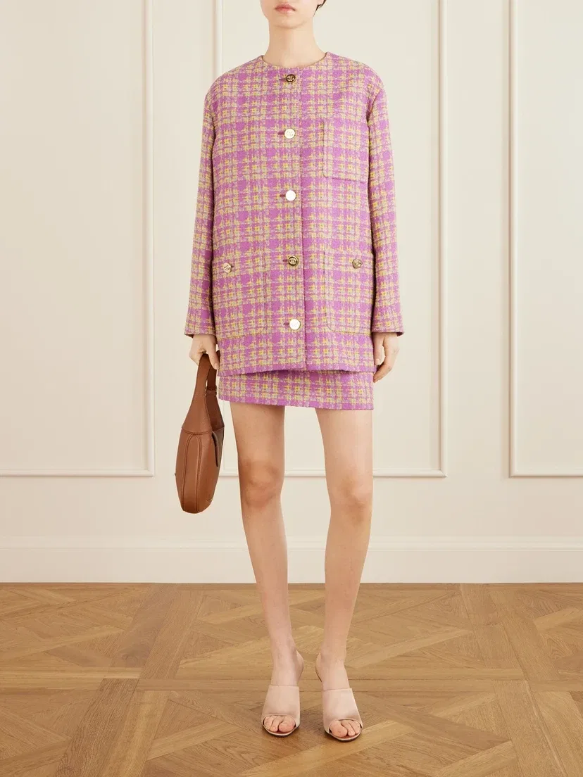 Твидовый блейзер из смесового хлопка GUCCI, розовый — фото 2