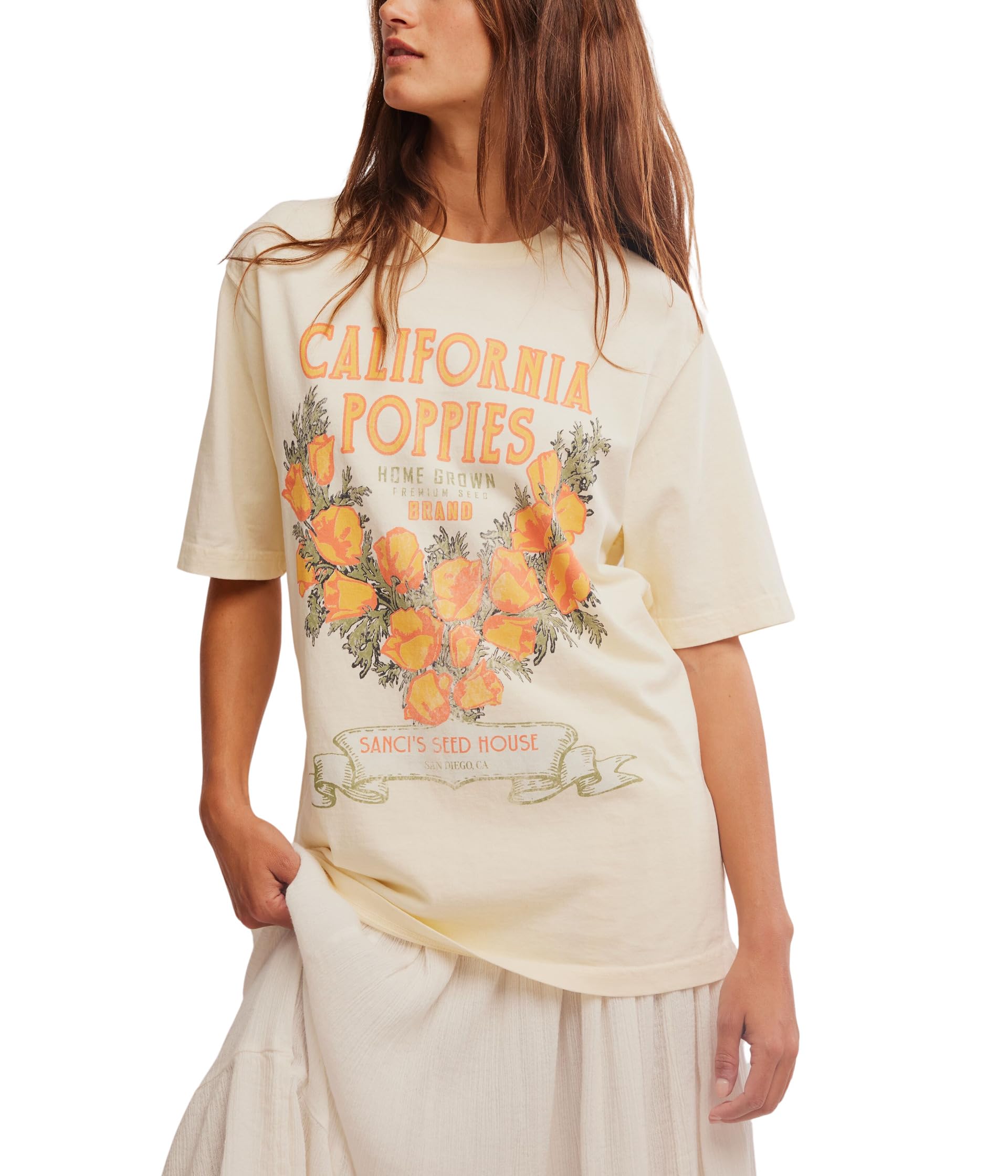

Футболка Free People Harvest Vintage Wash Tee, цвет California Poppies
