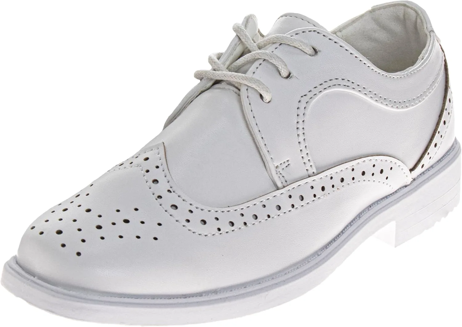 Классические комфортные оксфорды Josmo Boys - модель Wing Tip, формальные туфли на шнуровке (цвета: черный/коричневый/белый) (размеры: 7-10 малыши / 11-2 маленькие дети / 3-6 большие дети), слоновая кость