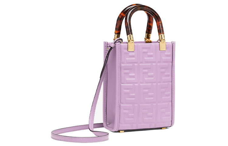 FENDI Солнечная кожаная сумка через плечо мини женская фиолетовая — фото 2