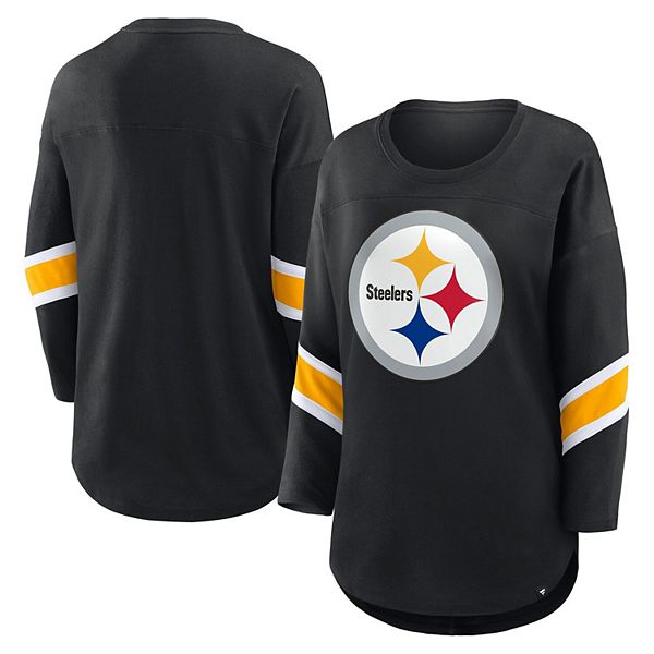 

Женская черная футболка Pittsburgh Steelers Plus Size Redzone с 3/4 рукавом и круглым вырезом Fanatics, Черный, Женская черная футболка Pittsburgh Steelers Plus Size Redzone с 3/4 рукавом и круглым вырезом Fanatics
