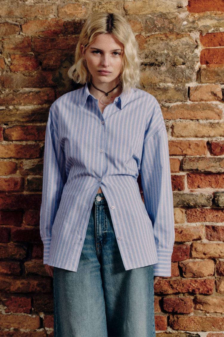 

Рубашка с бантом сзади Pull And Bear, голубой